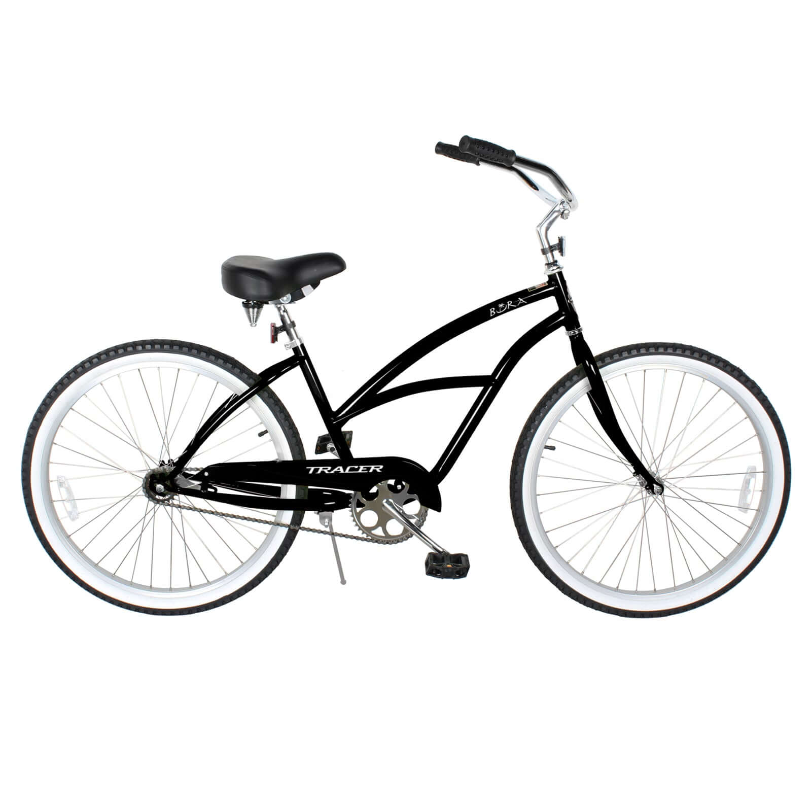 Tracer BORA-F 26" Beach Cruiser Bikes Single Speed for Women, Hi-Ten steel Frame, Moon Type Handlebar, Coaster Brake with Comfortable leather Saddle - Tracer Bikes
