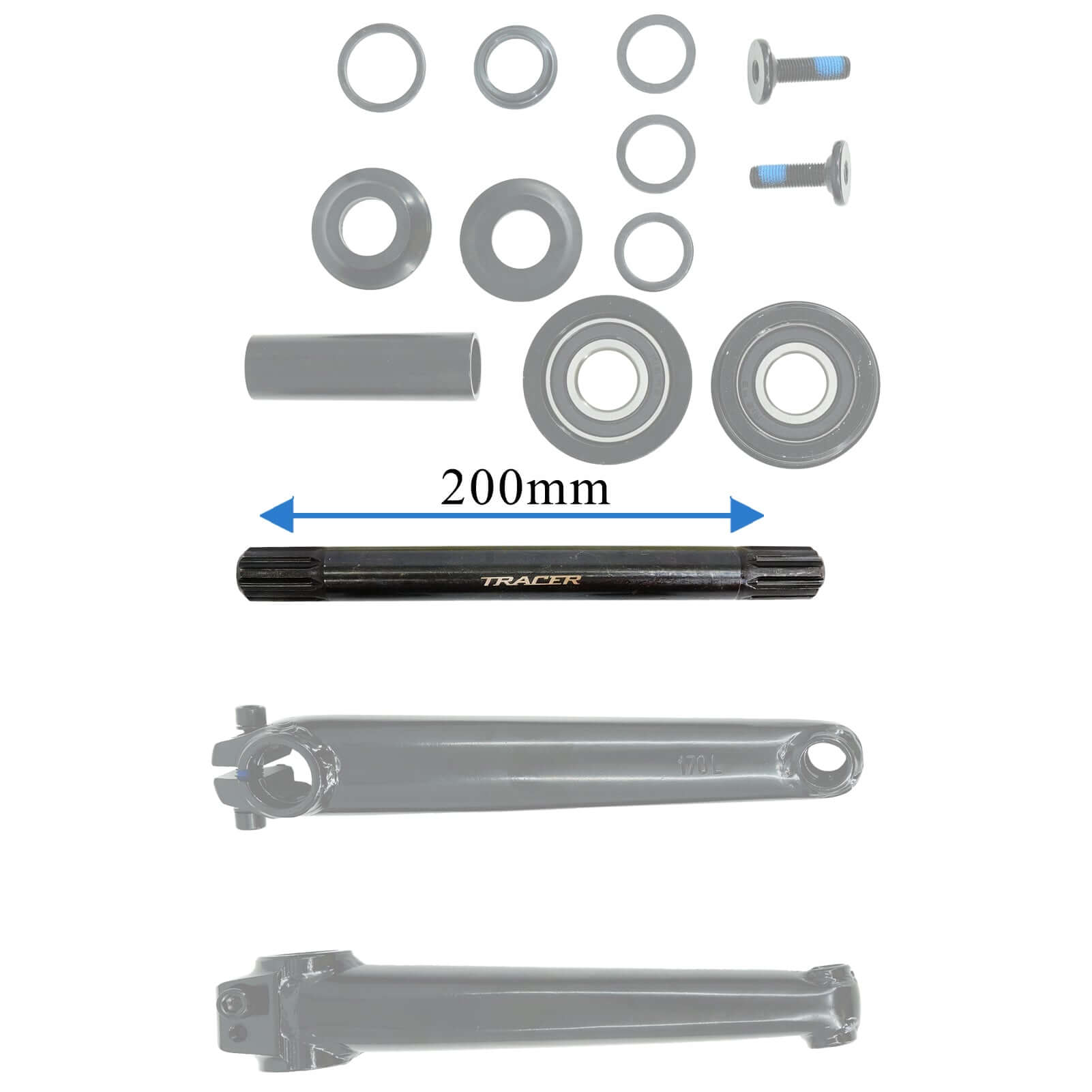 Tracer CS-UBX200 Crank Set Steel 170mm USA/bb 8T