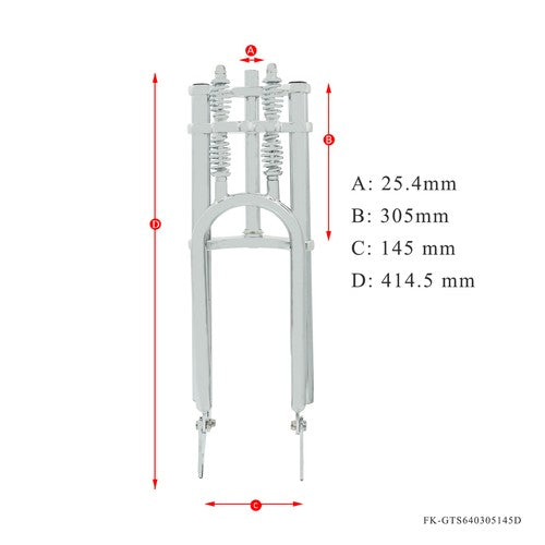 Tracer 1" Threadless Dual Springer Bike Fork Disc Brake for 26-29in 3.0 4.0 Tire Tracer Bikes