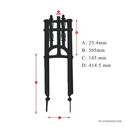Tracer 1" Threadless Dual Springer Bike Fork Disc Brake for 26-29in 3.0 4.0 Tire Tracer Bikes