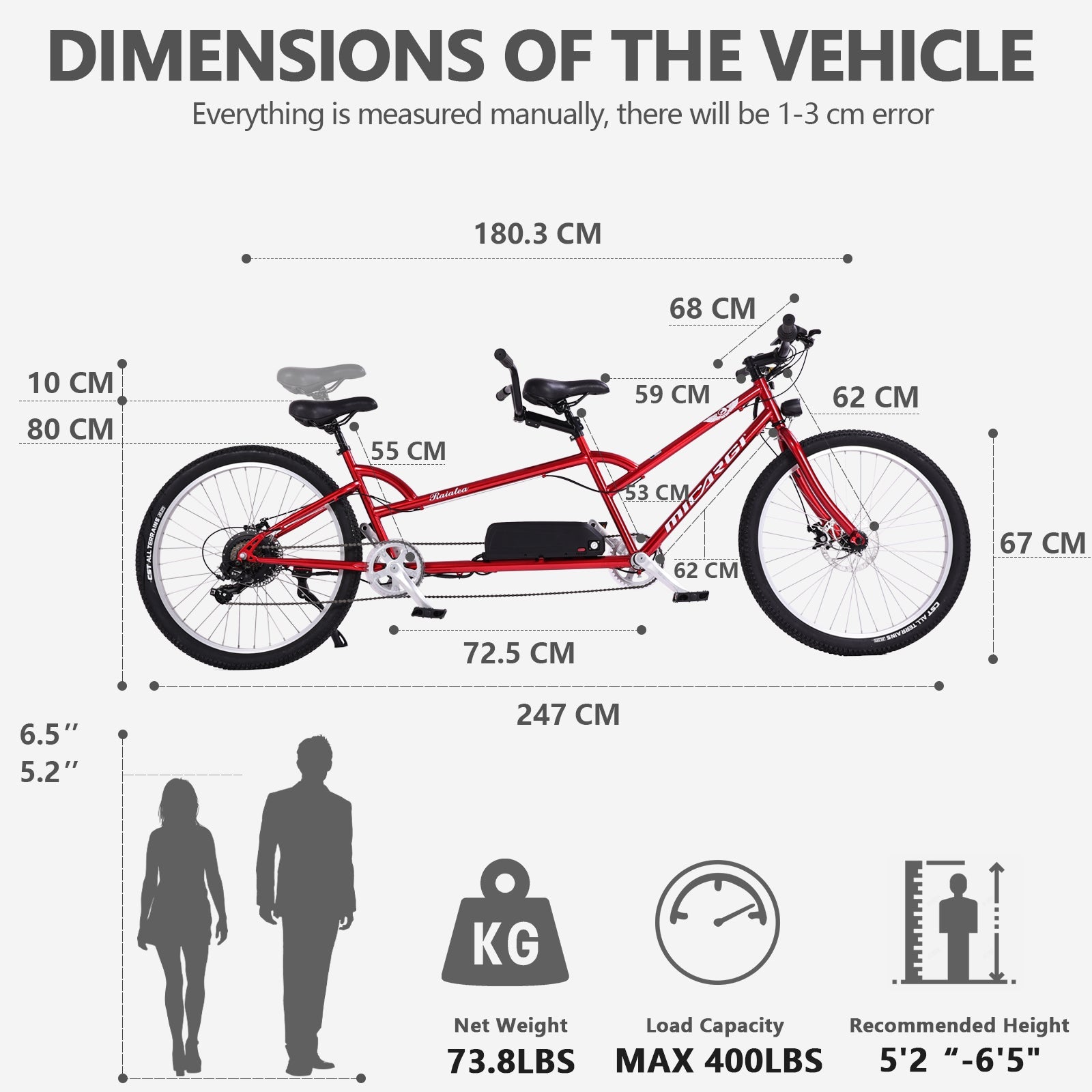 Tandem Electric Bicycle Raiatea 500W Tracer Bikes