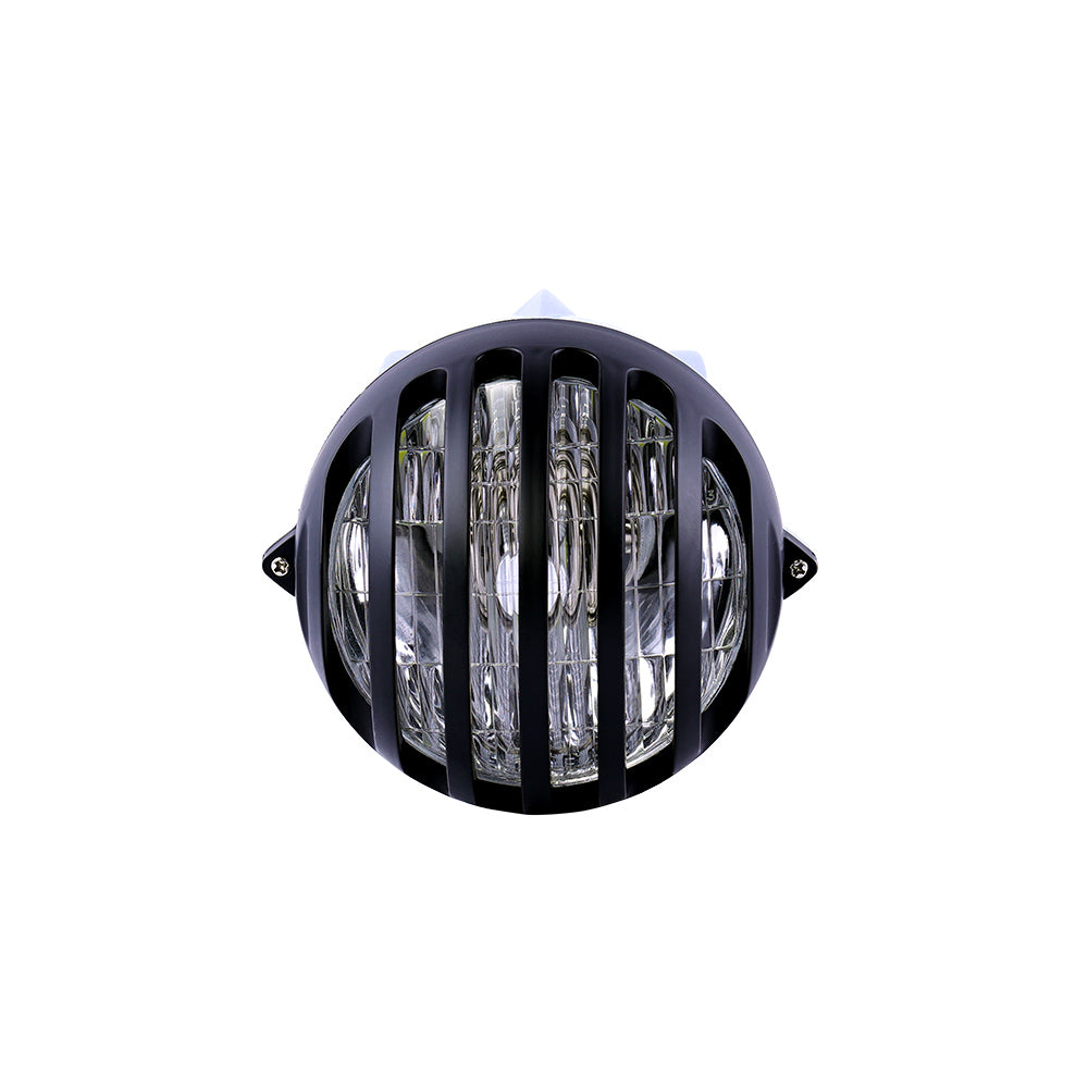 Tracer LG-FL2312-48 vintage LED bike headlight, chrome design, 10W, 12V-48V, front view of retro bicycle lamp with grill.