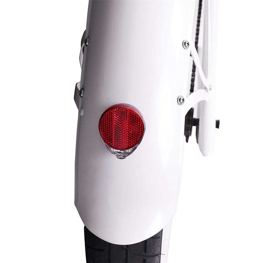 Close-up of the Raptor Pro DS 800W Stretch Cruiser Ebike's rear light.