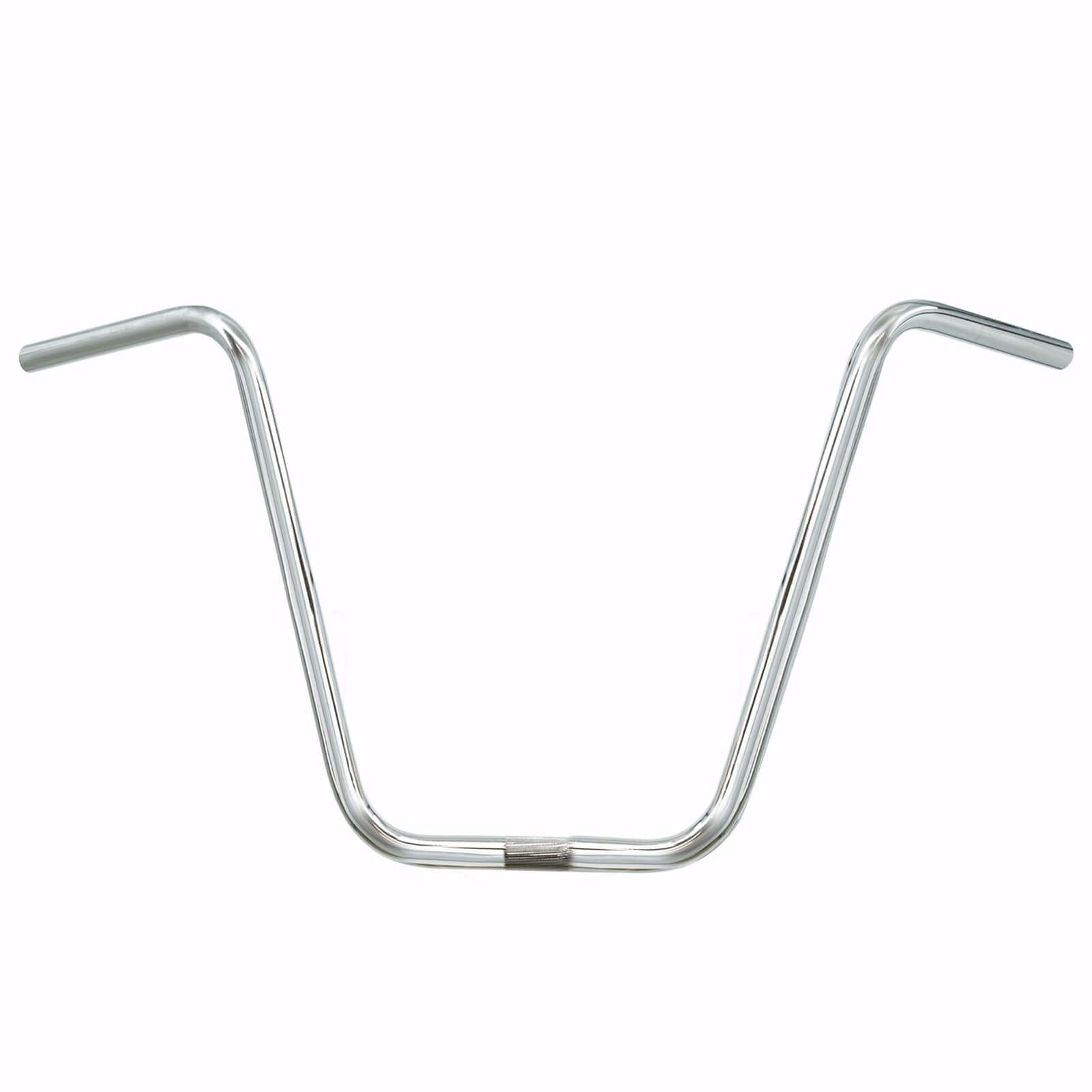 Chrome steel hi-rise handlebar, 750mm width, 280mm height, suitable for stretch bikes and ebikes, smooth design for comfort.