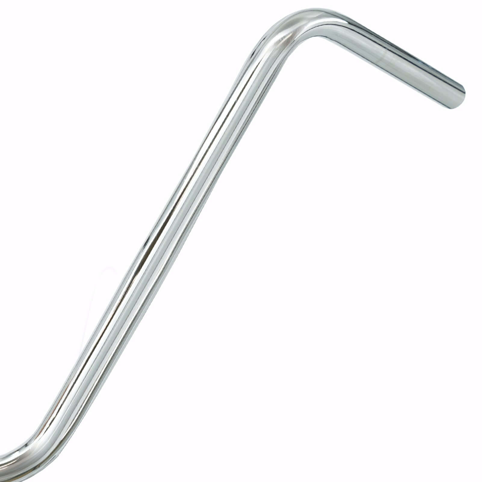 Chrome steel Hi-Rise handlebar for stretch bikes, 750x280 mm, smooth lines for comfortable riding, clamping diameter 22.2 mm.