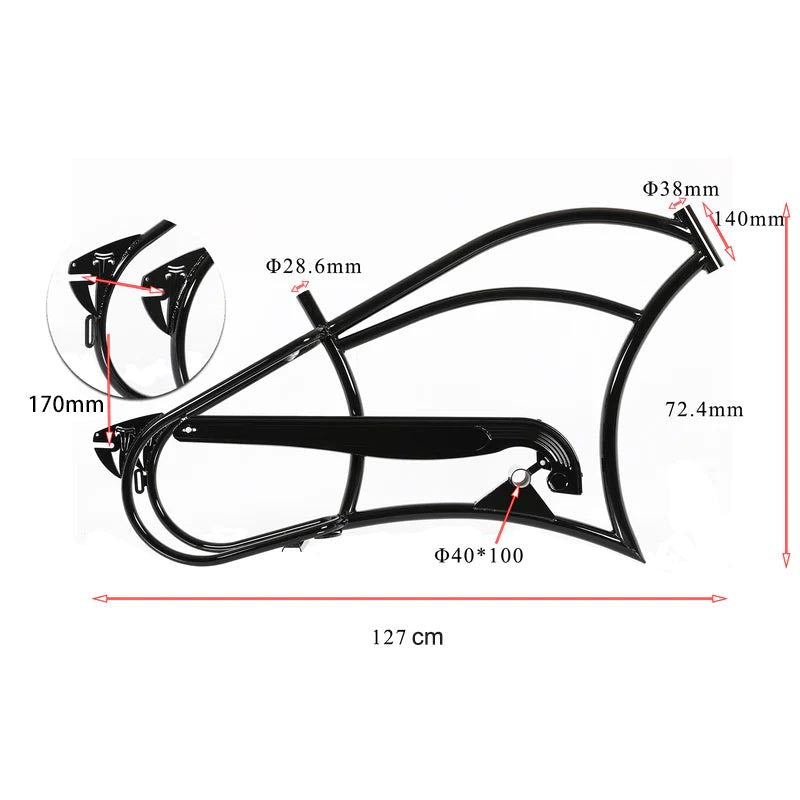 Tracer FM-Harman 4.0C 26" E-Bike Stretch Cruiser Steel Frame Single-Speed Coaster Brake
