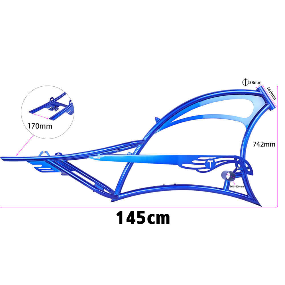 Tracer FM-Scorpion Pro DTS 26" Stretch Chopper Cruiser Over Size Steel Frame Tracer Bikes