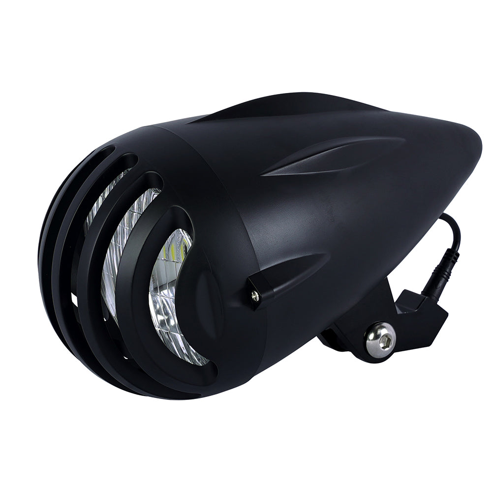 Tracer LG-FL2312-48 vintage LED bike headlight, retro black front lamp for bicycles, 12V-48V, 10W, with sleek design.