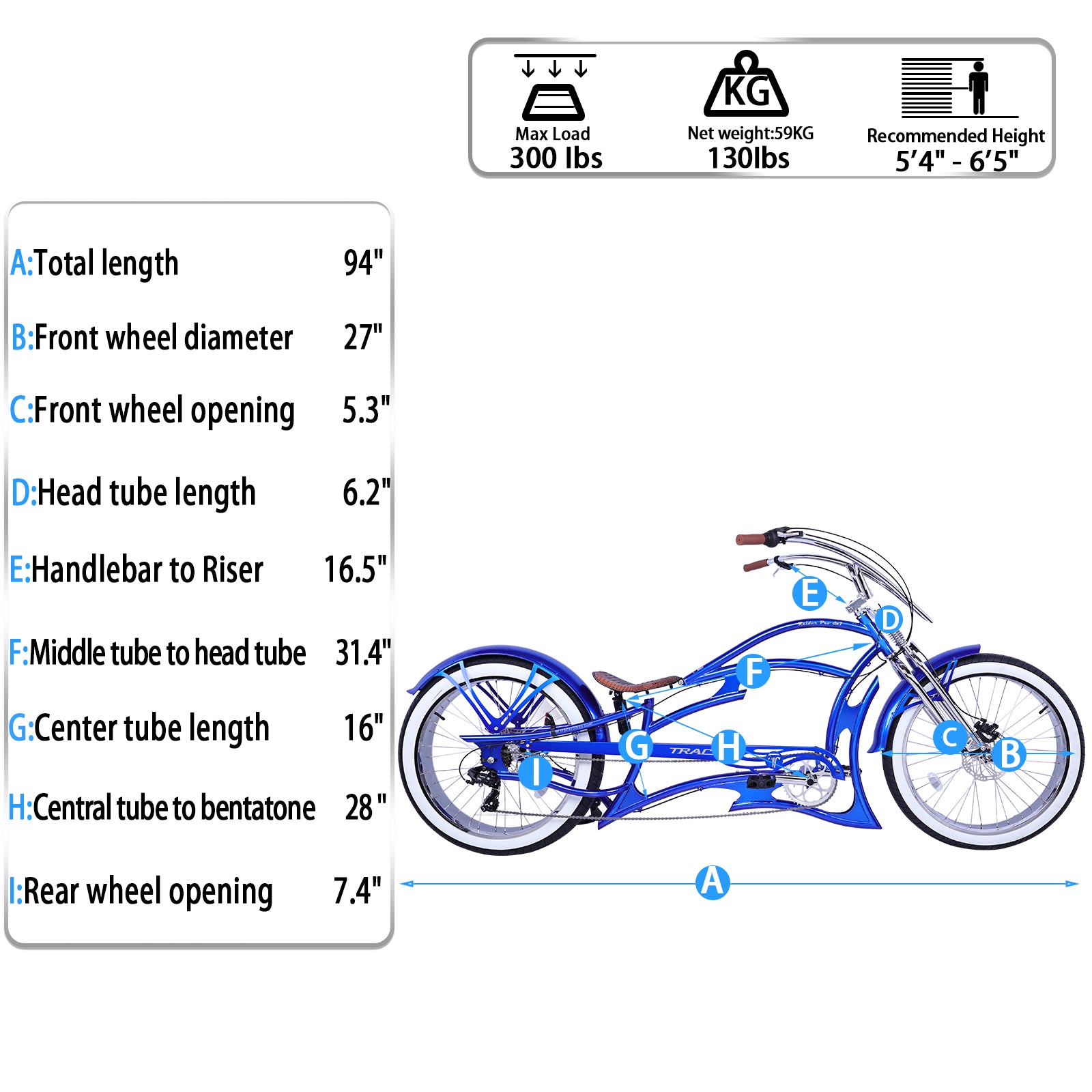 Raider Pro DS7 Stretch Chopper Bicycle Diagram.