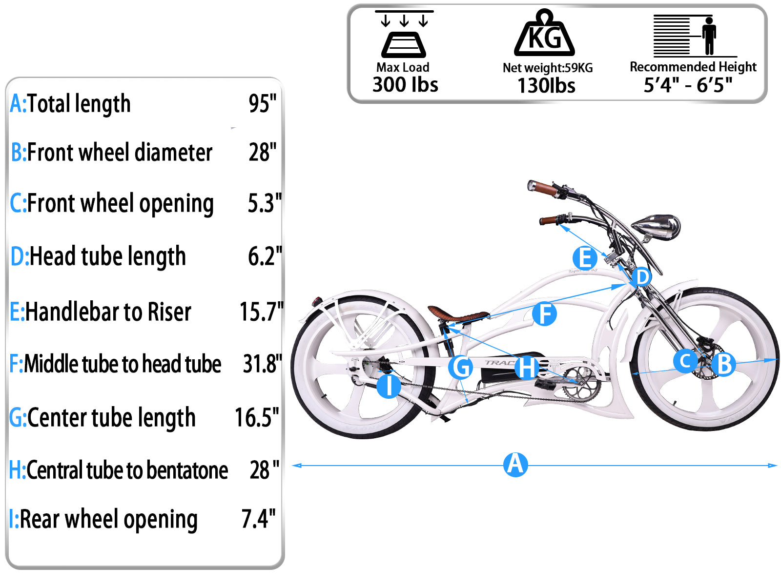 Raptor Pro DS 800W Stretch Cruiser Ebike, detailed info.