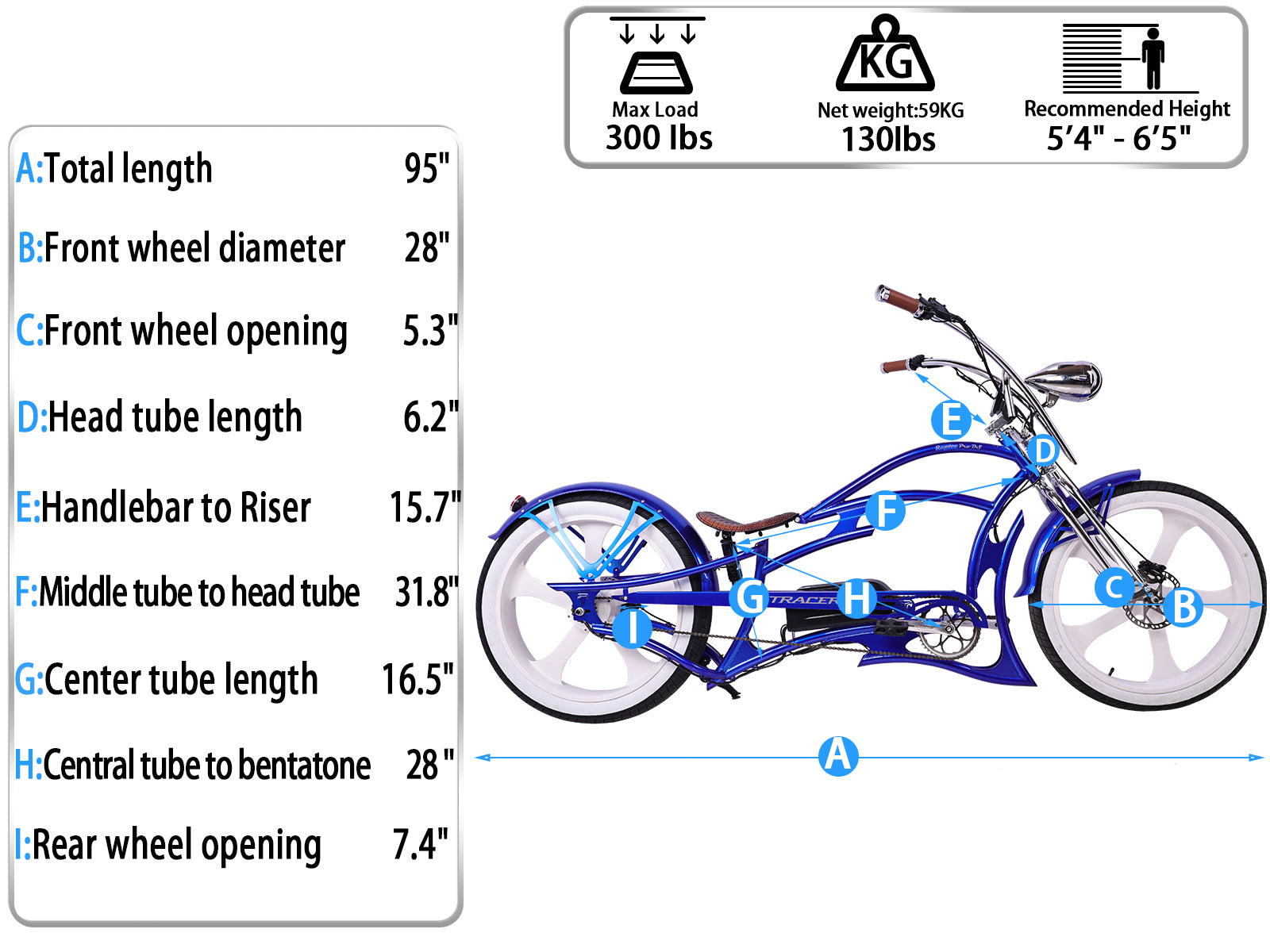 Detailed parameters of the Raptor Pro DS 800W Stretch Cruiser Ebike.