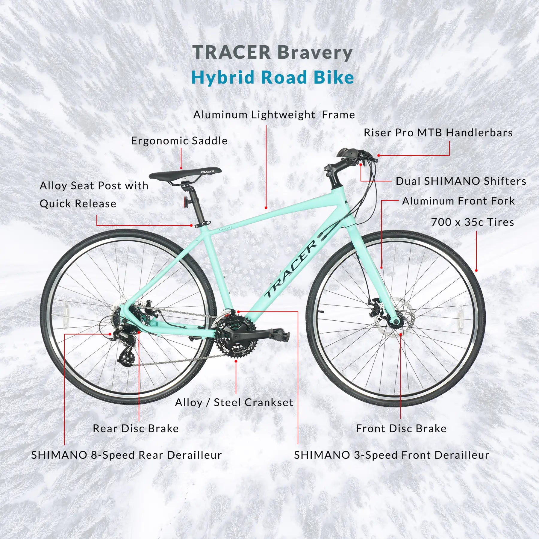 Tracer Bravery 24 Speed Hybrid Road Bike