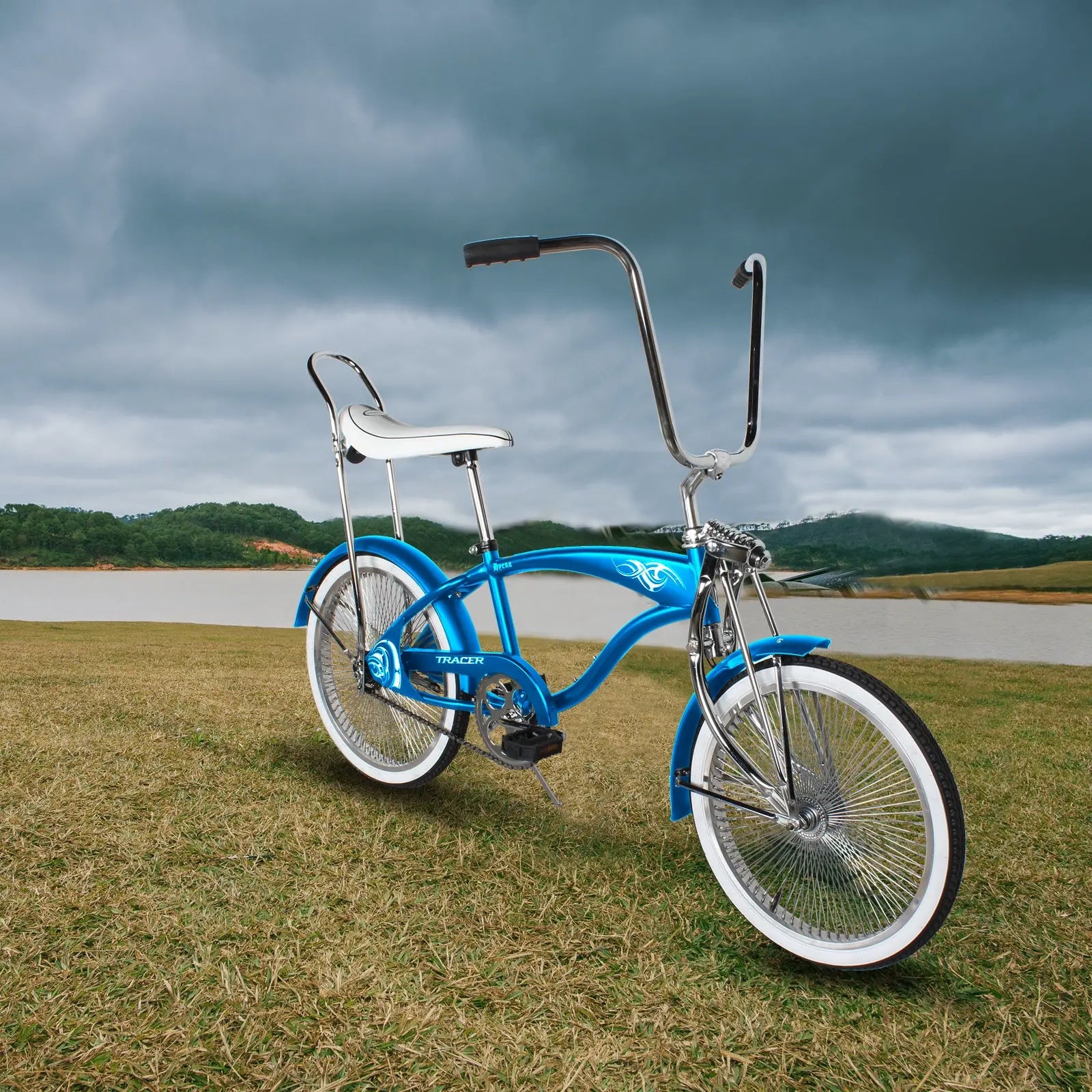 Tracer Hyena Classic Beach Lowrider Bike w/140H wheel, Single Speed, w/ Banana Seat