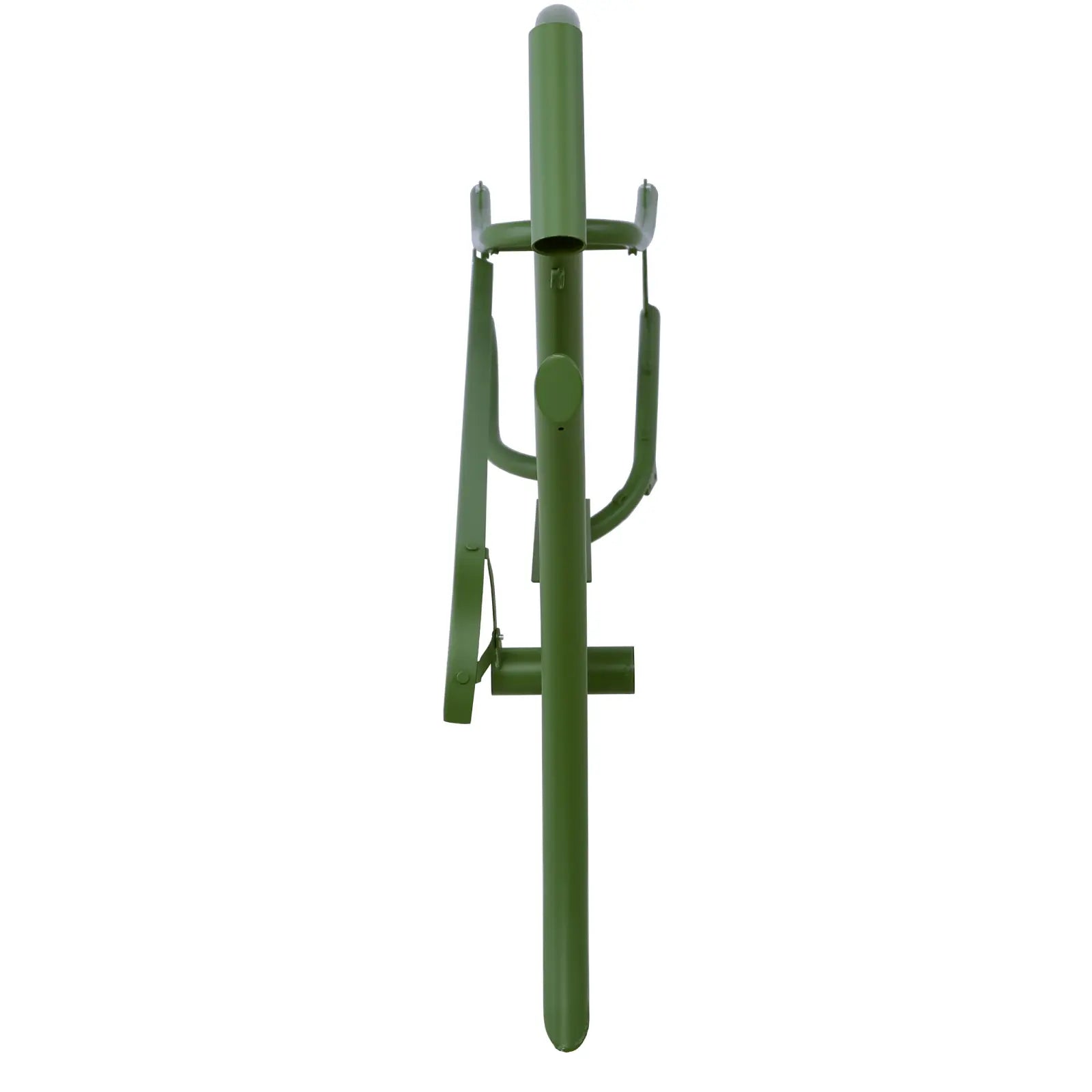 Matte army green 26" stretch chopper ebike frame for single/7-speed with chainguard, fender, saddle, and shock.