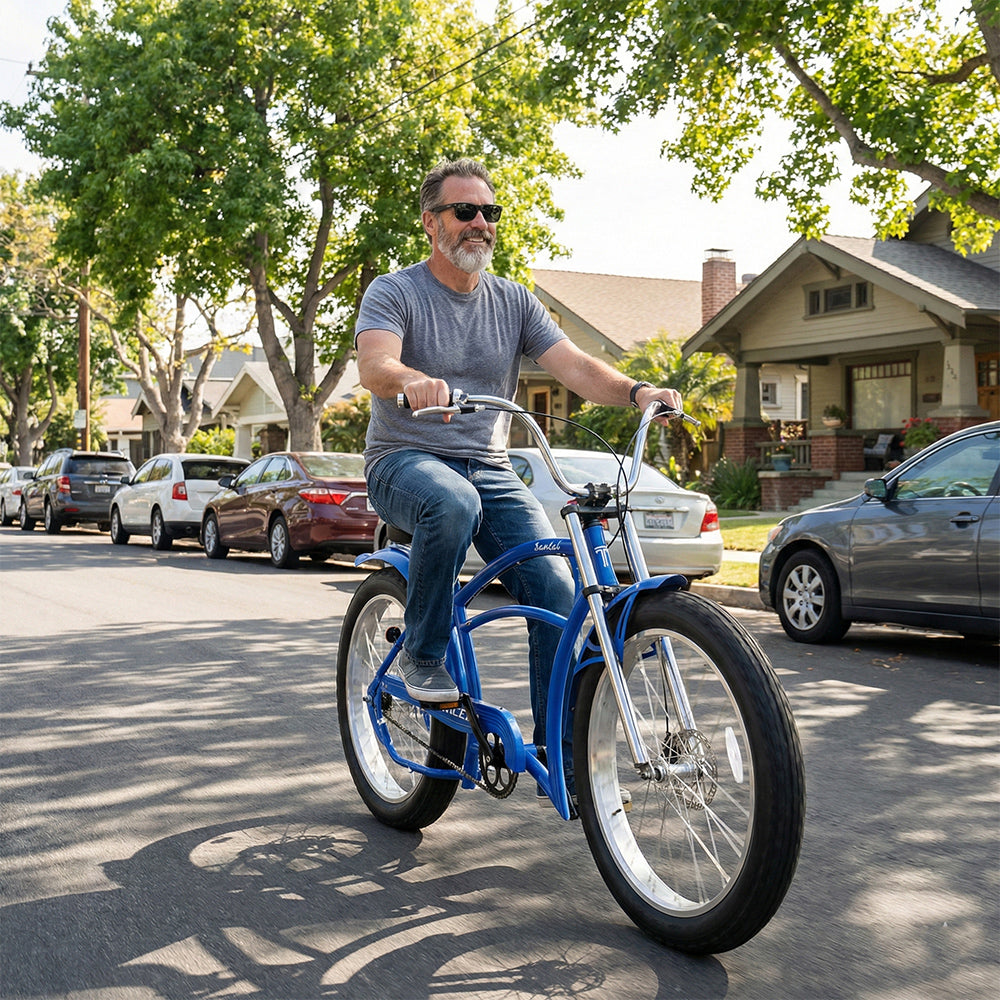 Tracer Santak GT 26" Chopper Stretch Cruiser Fat Tire Bike Single Speed Tracer Bikes