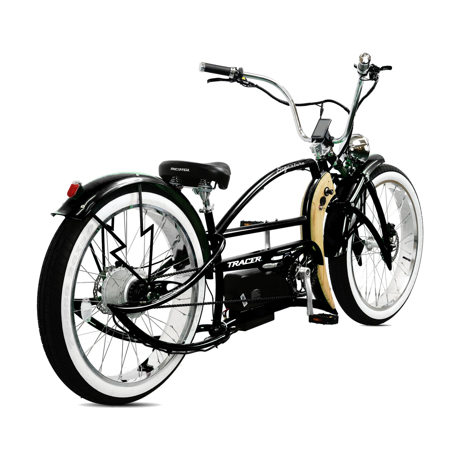 Tracer Signature Pro 26'' 800W Chopper Cruiser Electric Bike w/ Cigarette  Lighter & USB Charging Port