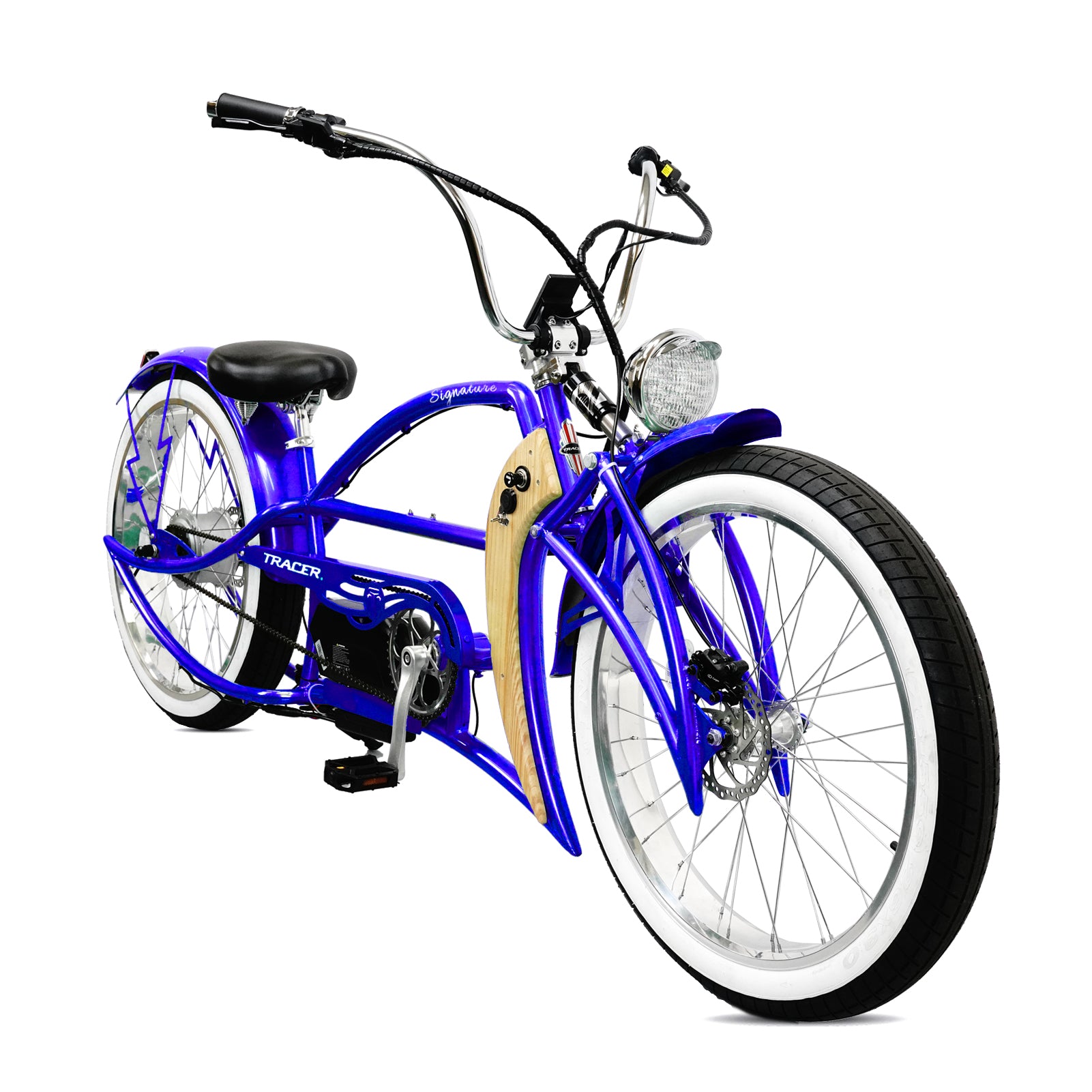 Tracer Signature Pro 26'' 800W Chopper Cruiser Electric Bike w/ Cigarette  Lighter & USB Charging Port