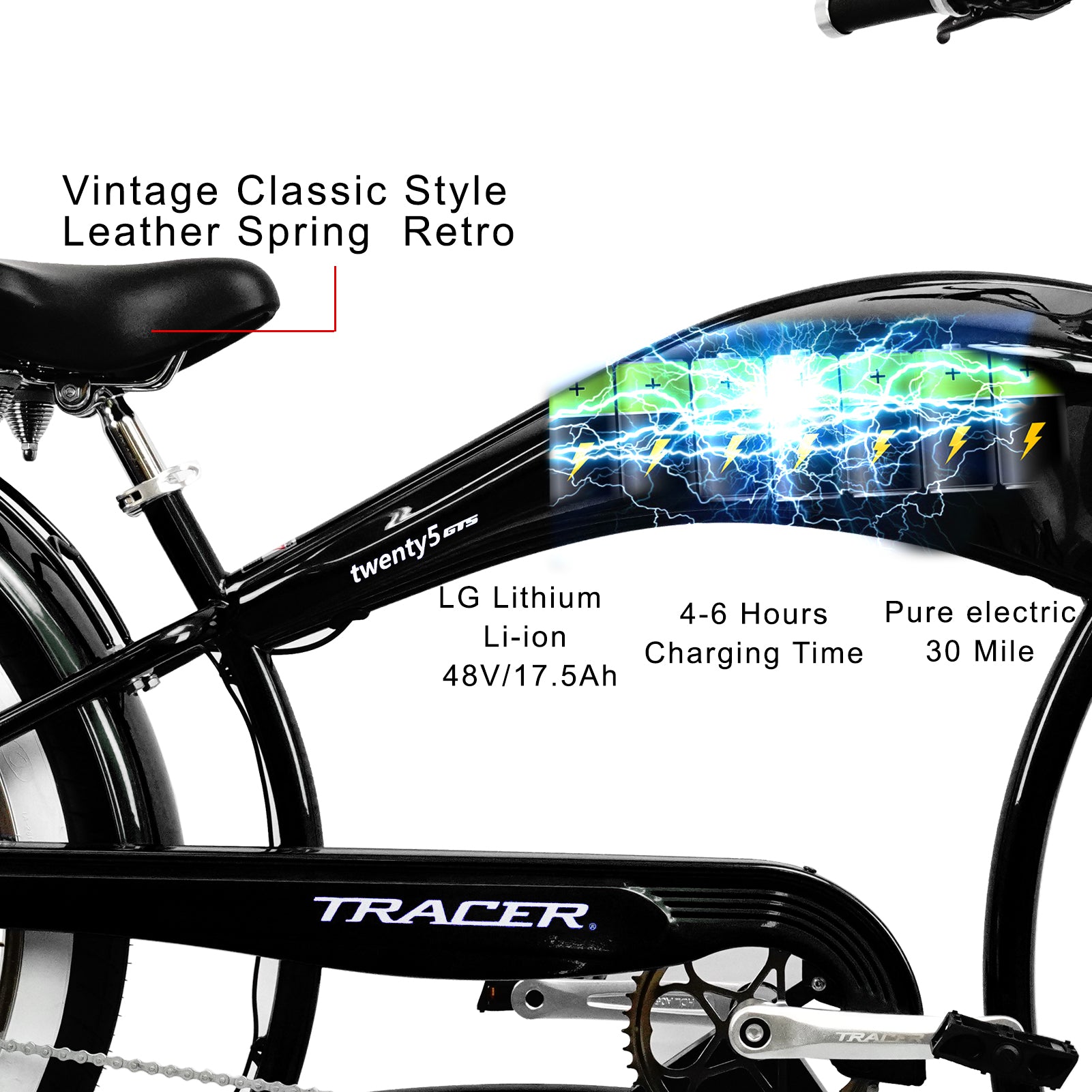 Tracer Twenty5 GTS 500W 26" Cruiser E-Bikes