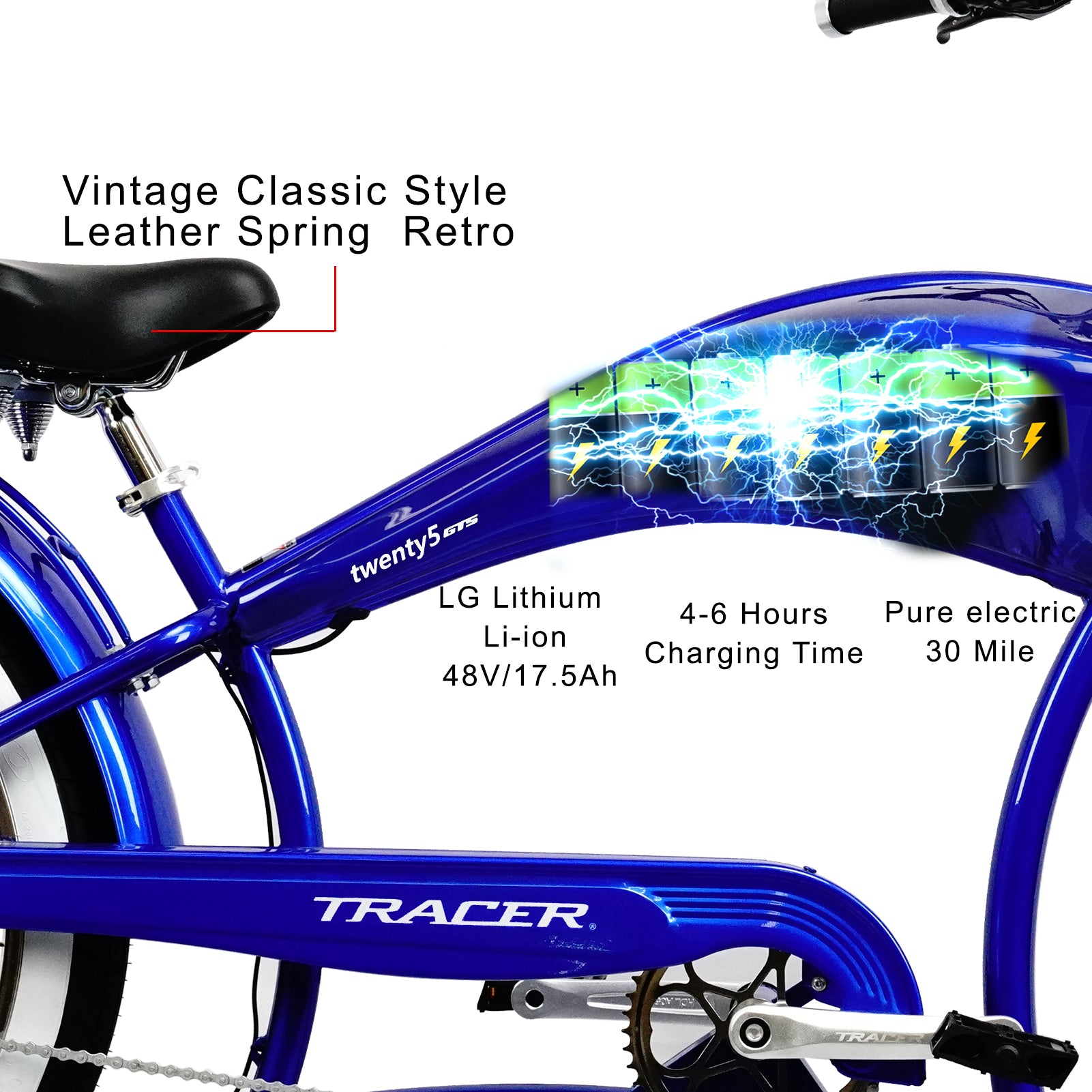 Tracer Twenty5 GTS 500W 26" Cruiser E-Bikes