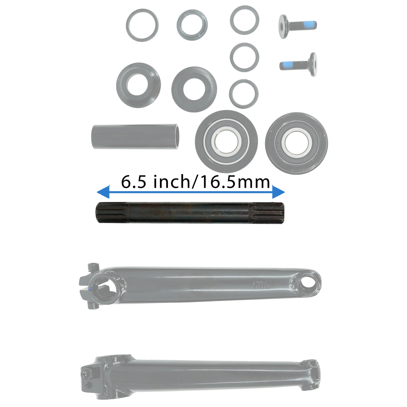 Tracer CS-UBX164-ED, Crank Set Steel 170MM USA/BB 8T Black