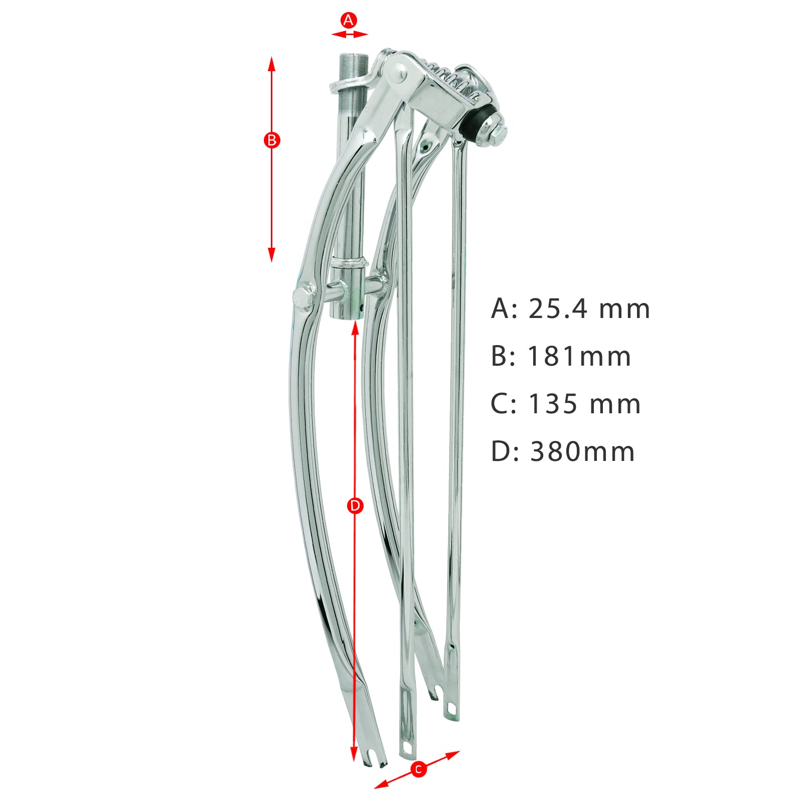 Tracer FK-SP26161135 26" Lowrider Classic Spring Fork Regular Bend-Chrome 25.4 mm