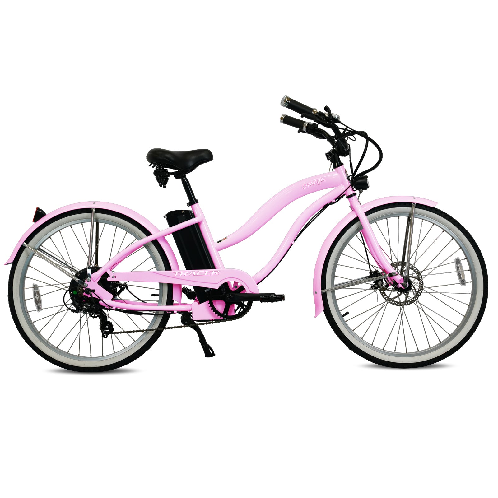 Tracer OMEGA 26" 7 Speed Electric Beach Cruiser Bike for WOMEN