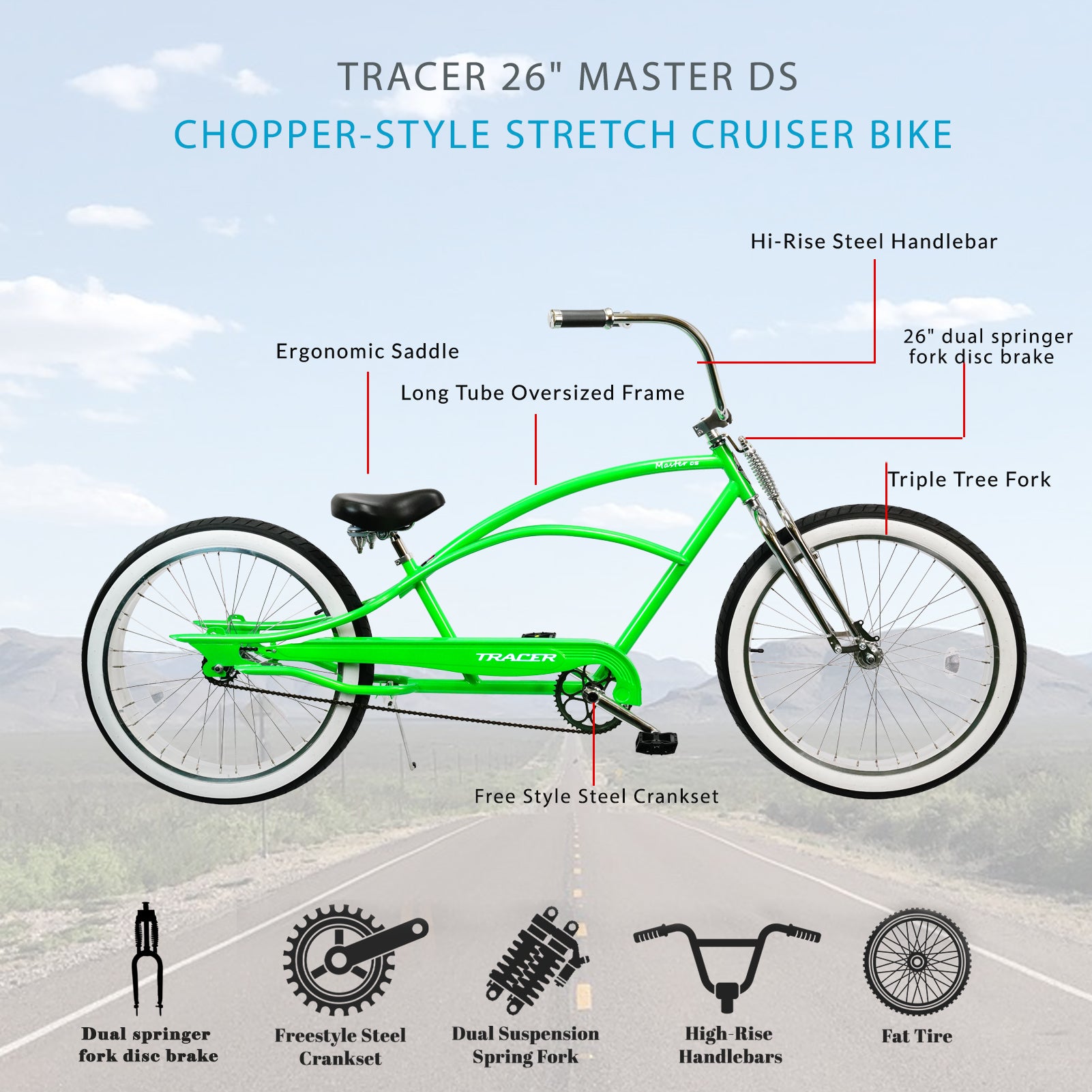 Tracer Master DS Chopper Beach Cruiser Bike